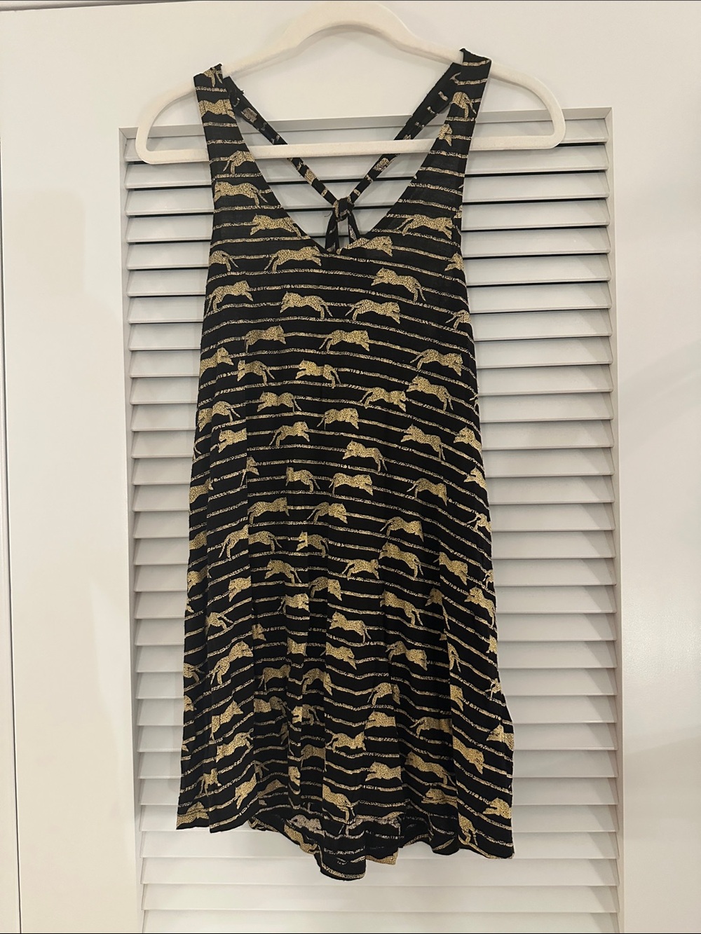 H&M Black With Gold Leopard/Jaguar Pattern Tank Top/Tunic